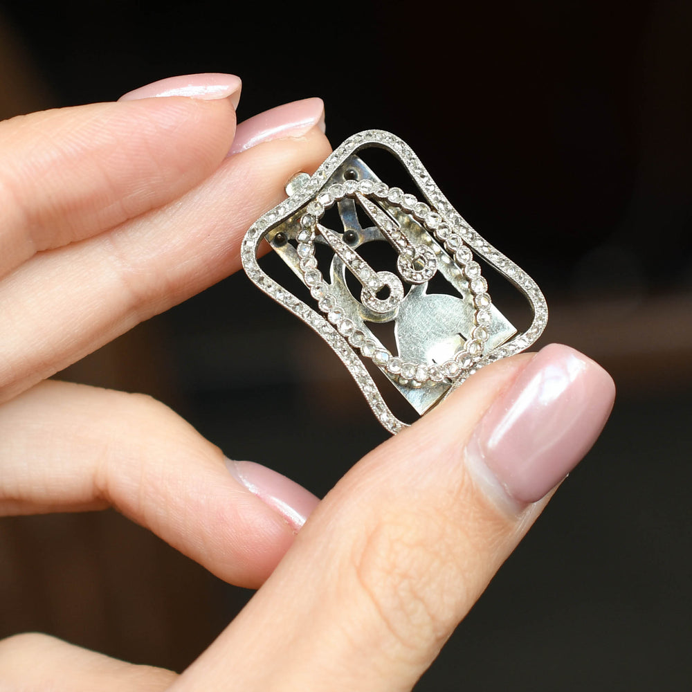 Edwardian Diamond Millegrain Buckle Brooch