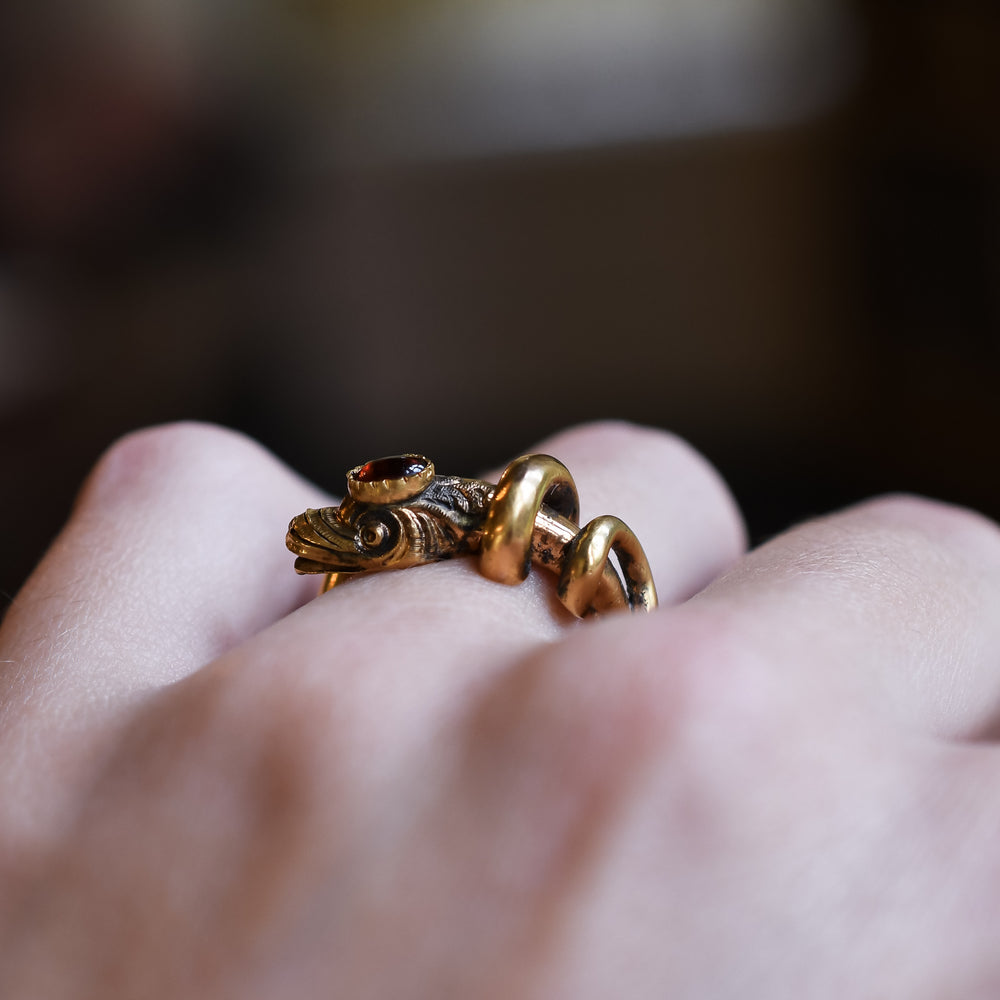 Victorian Garnet Coiled Snake Ring