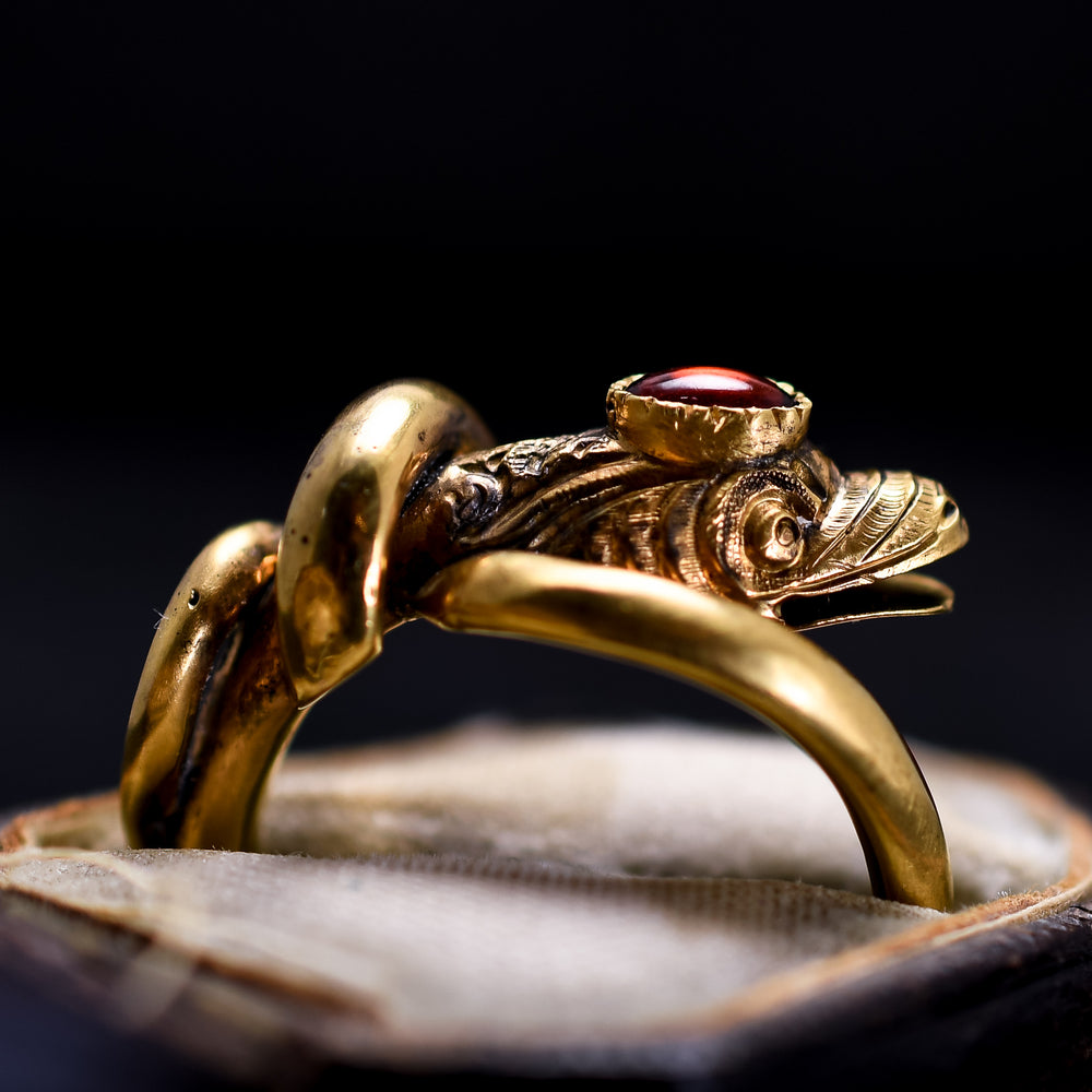Victorian Garnet Coiled Snake Ring