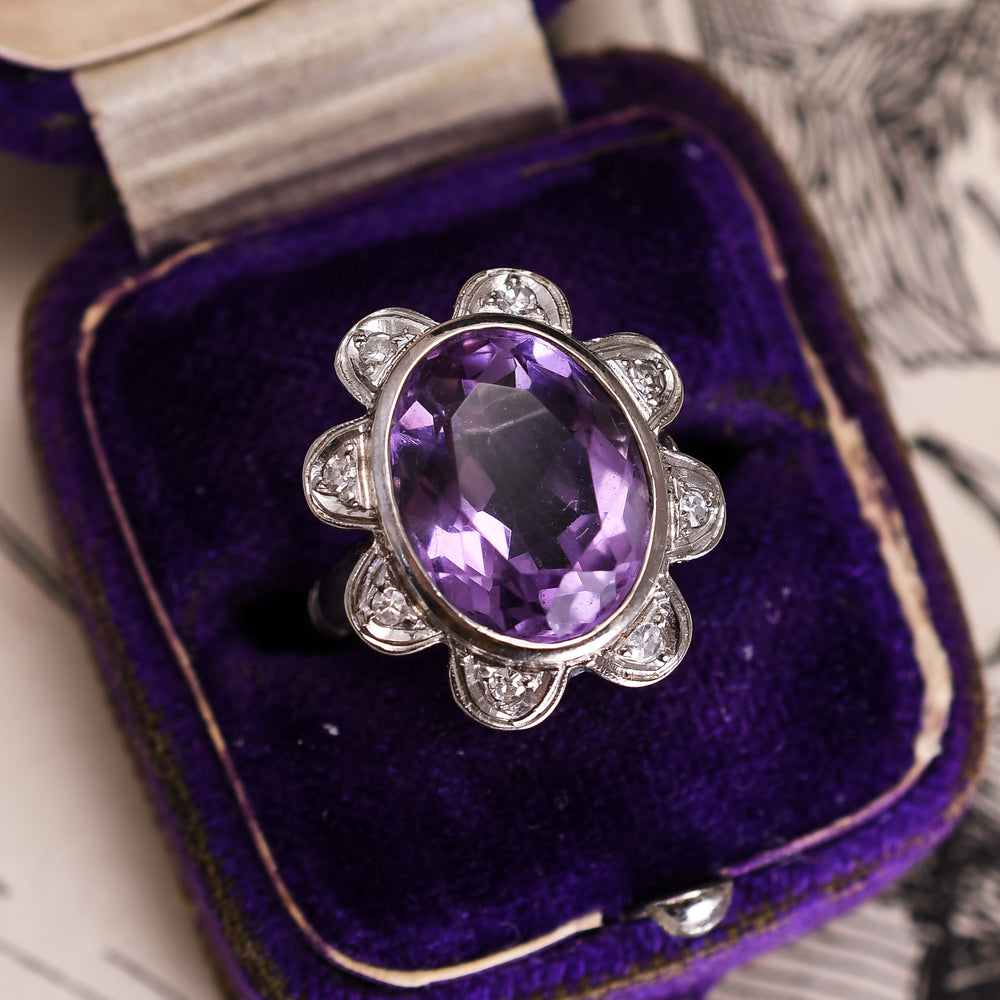 1930's Amethyst Flower Cluster Ring