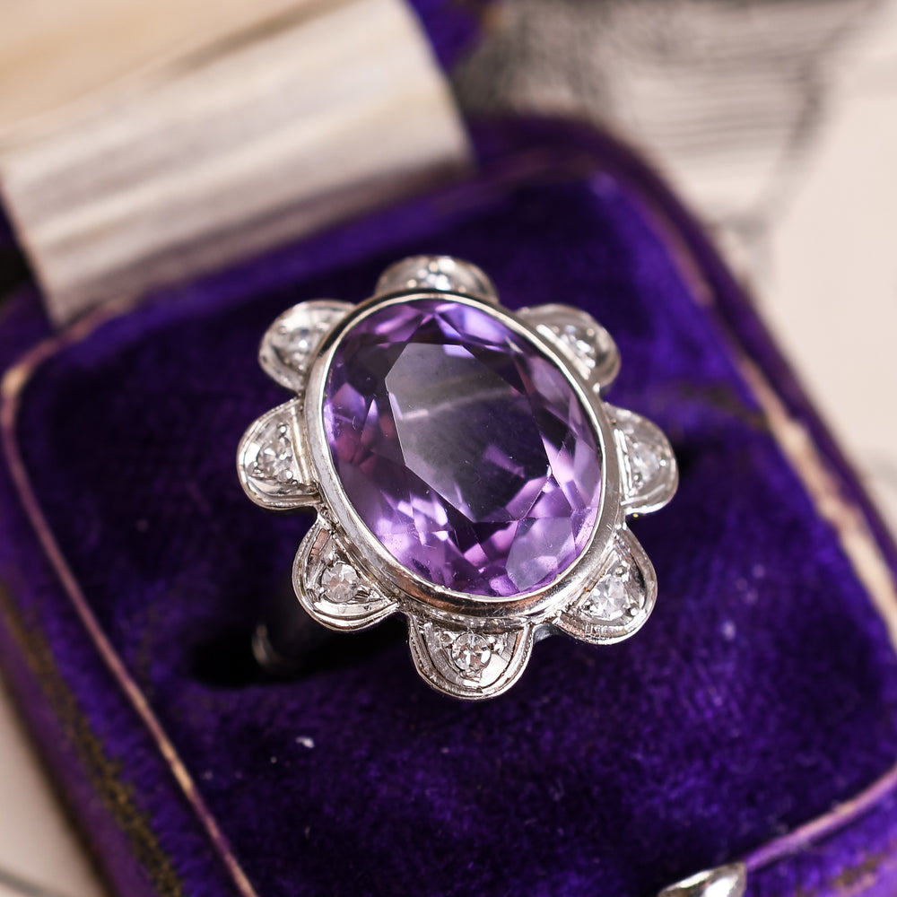 1930's Amethyst Flower Cluster Ring