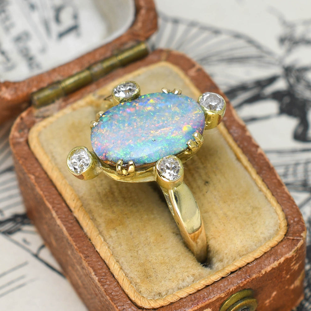 Art Deco Black Opal & Diamond Satellite Ring layaway deposit