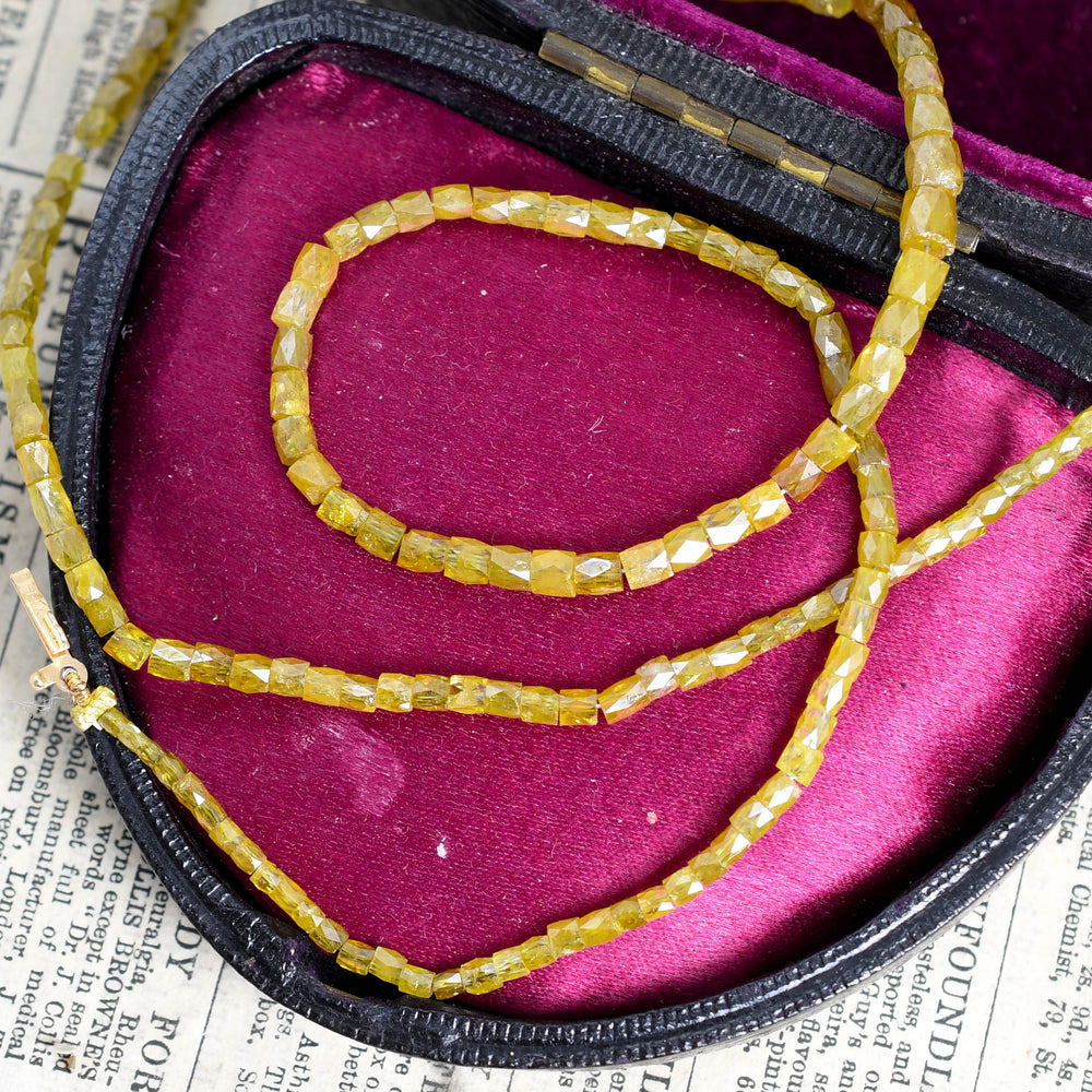 1930's Yellow Diamond Bead Necklace