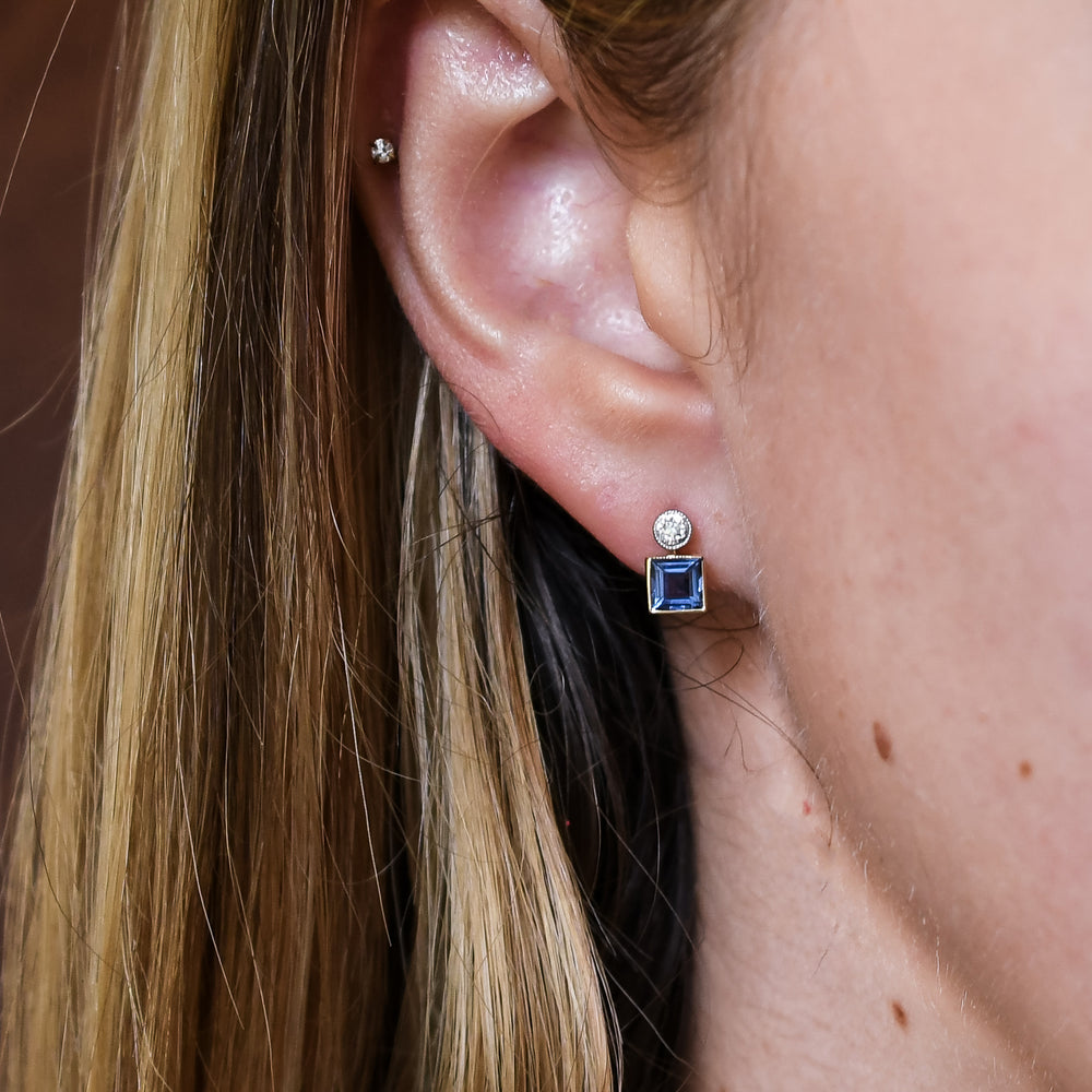 Edwardian Ceylon Sapphire & Diamond Earrings