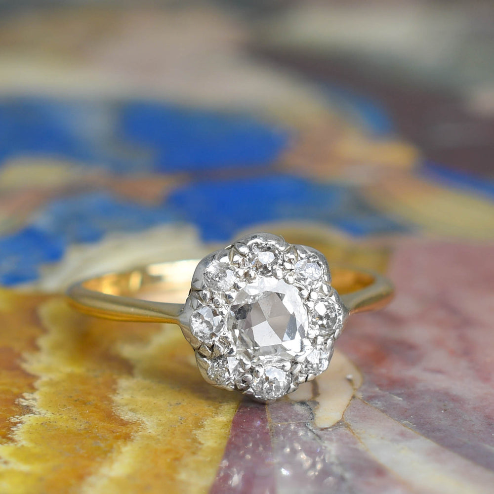 Edwardian Portrait Cut Diamond Cluster Ring