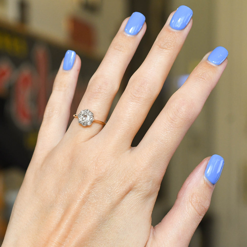Edwardian Portrait Cut Diamond Cluster Ring
