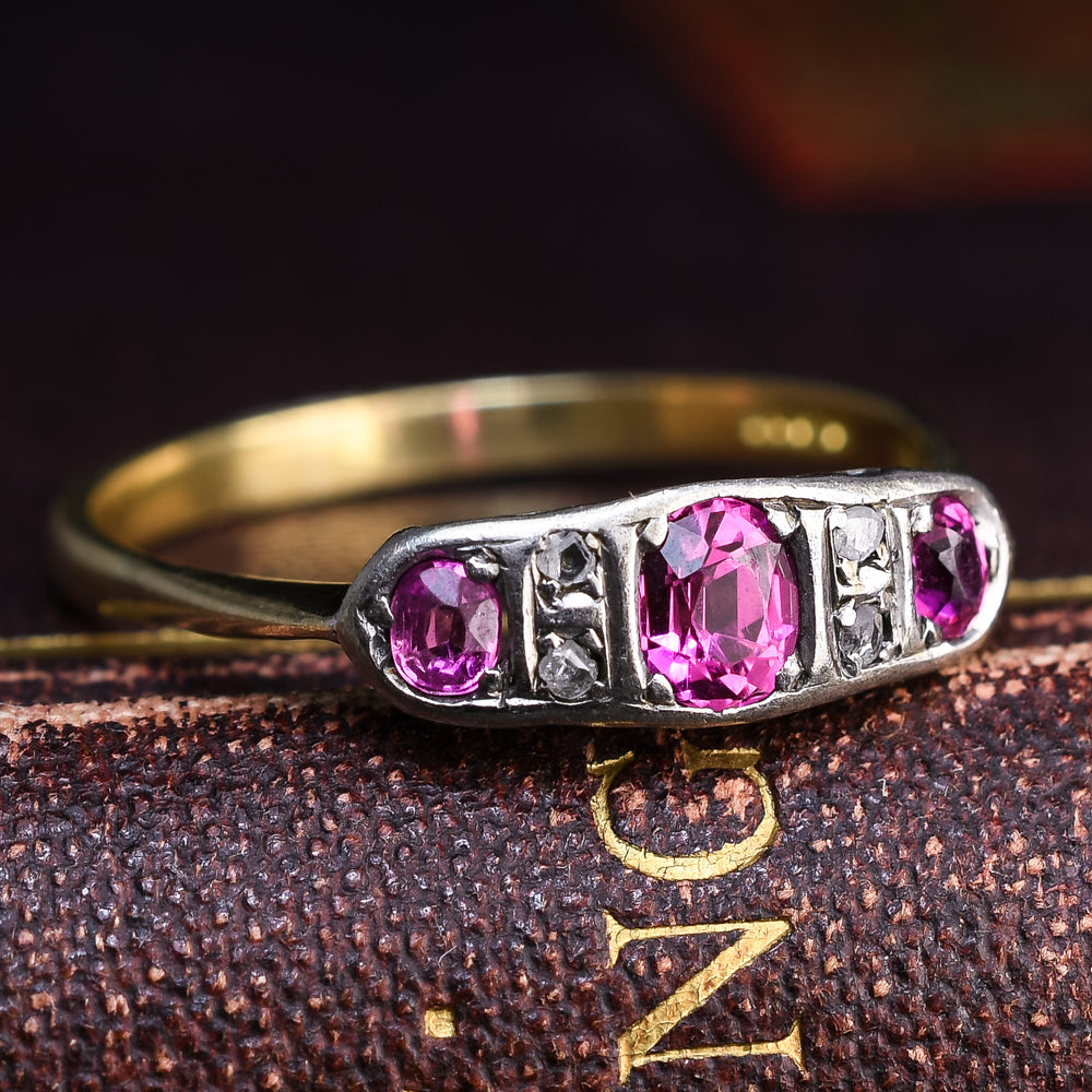 Edwardian 3-Stone Ruby & Diamond Ring