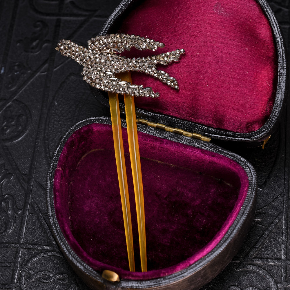 Early Victorian Cut Steel Swallow Hair Pin