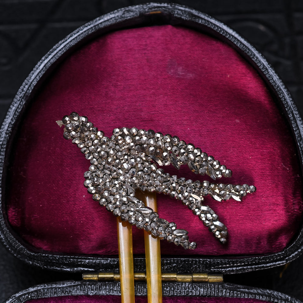 Early Victorian Cut Steel Swallow Hair Pin