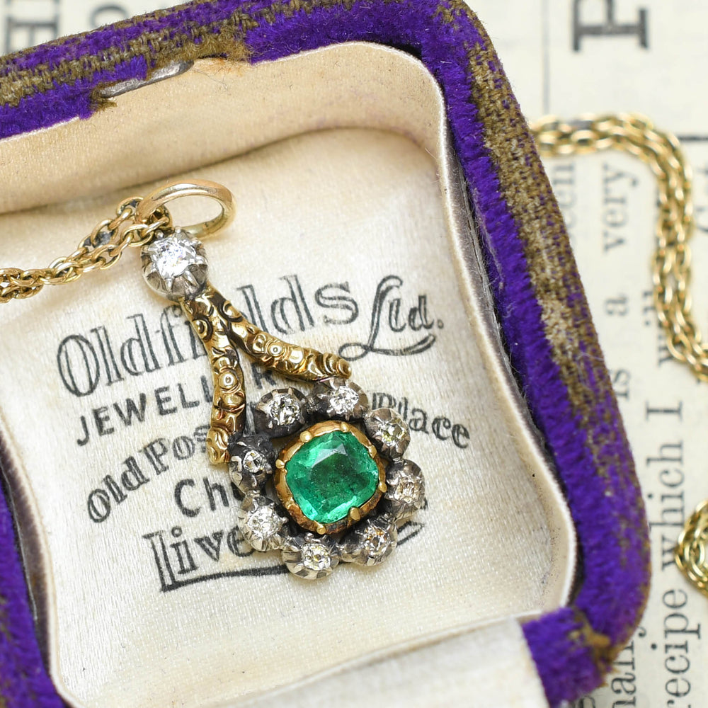 Georgian Emerald & Old Cut Diamond Halley's Comet Charm