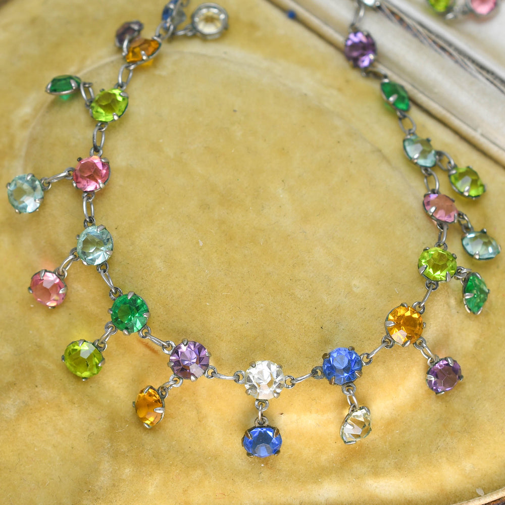 Victorian Harlequin Paste Drop Necklace