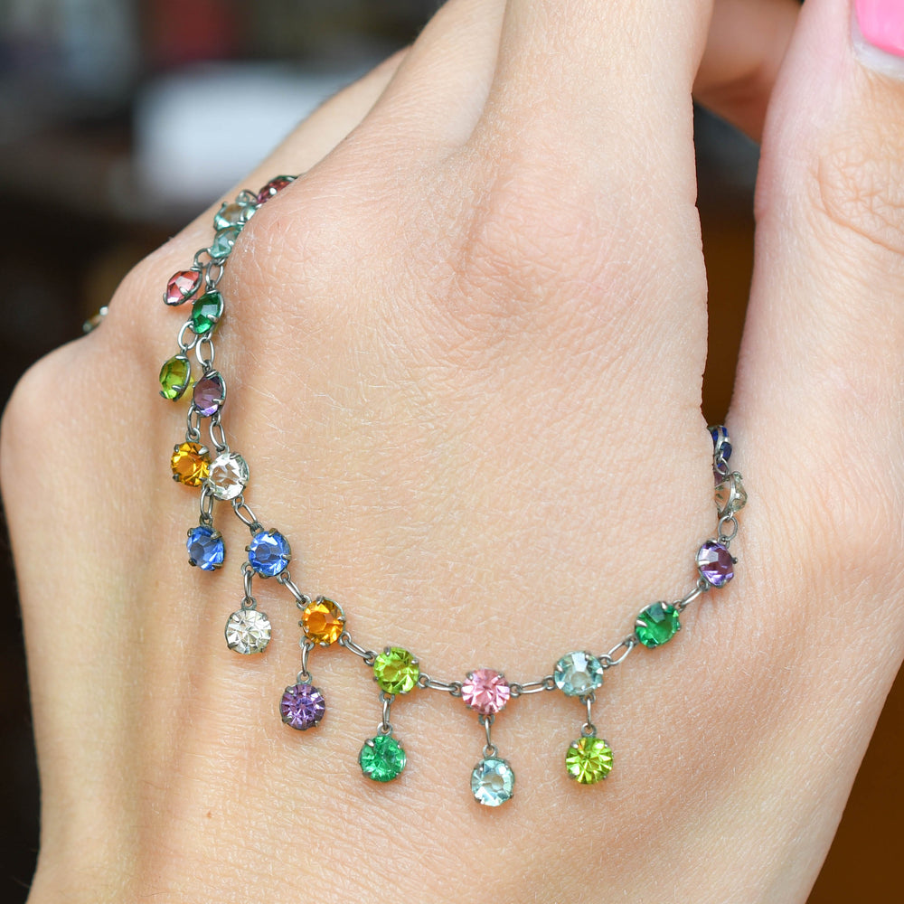 Victorian Harlequin Paste Drop Necklace