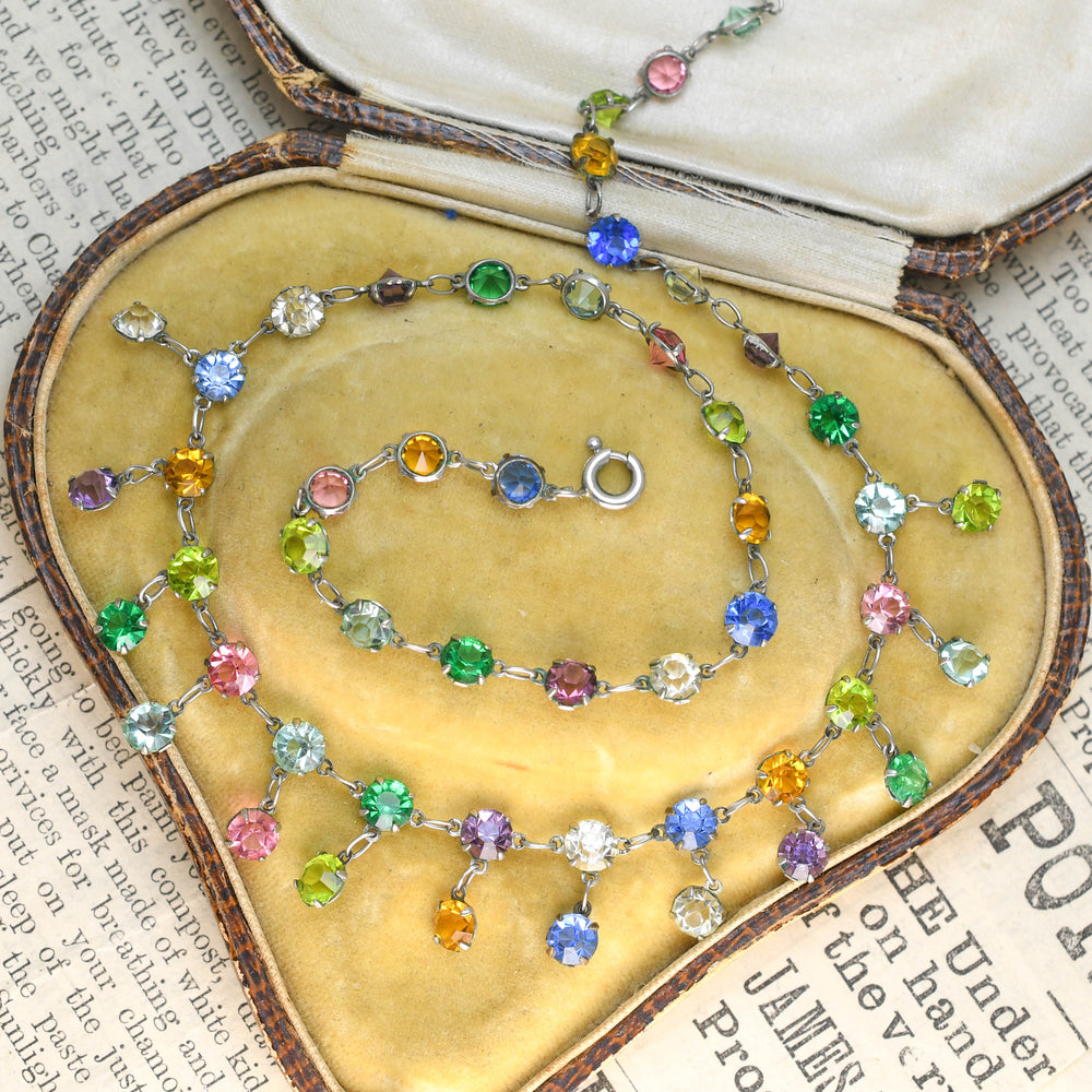 Victorian Harlequin Paste Drop Necklace