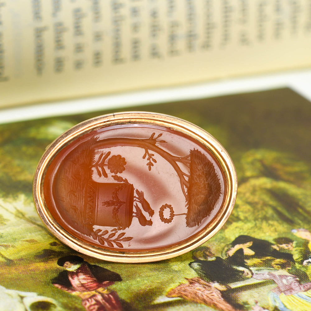 Georgian Love Bird Carnelian Seal Fob Pendant