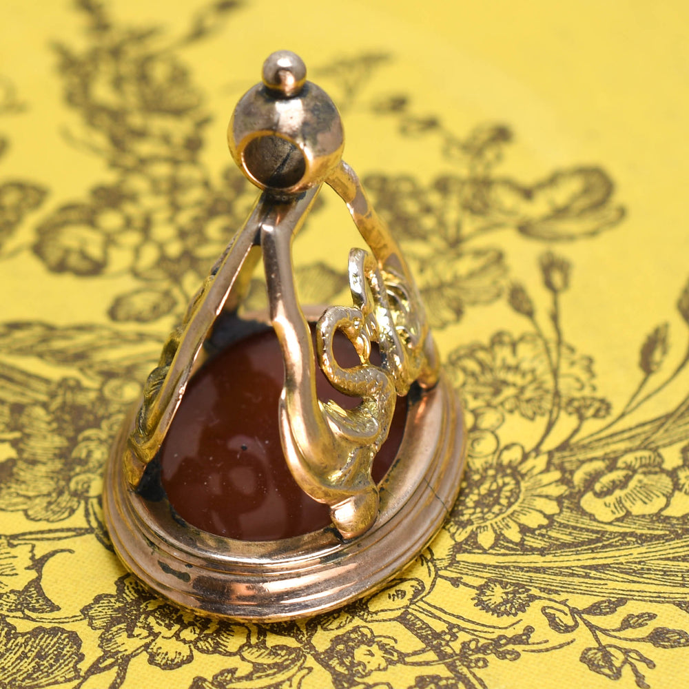 Georgian Love Bird Carnelian Seal Fob Pendant