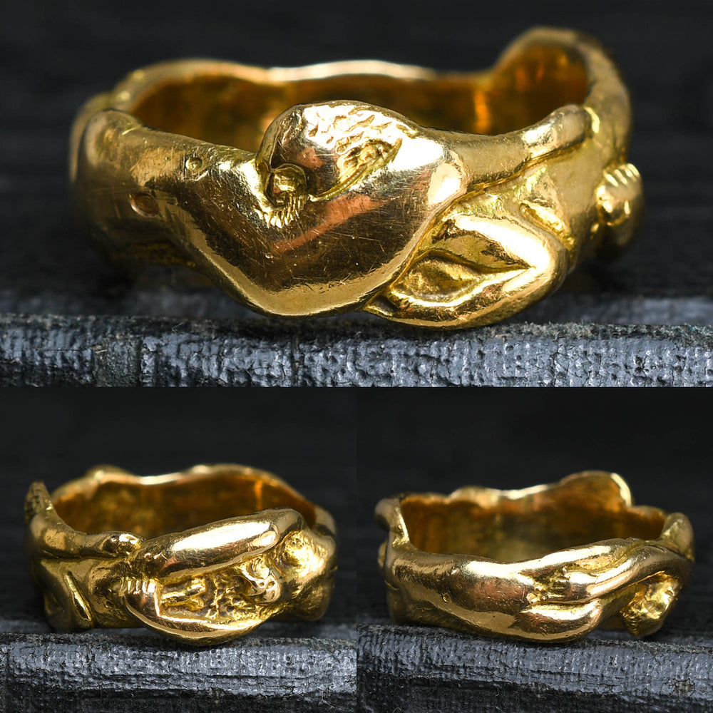Art Nouveau French 18k Gold Erotic Ring