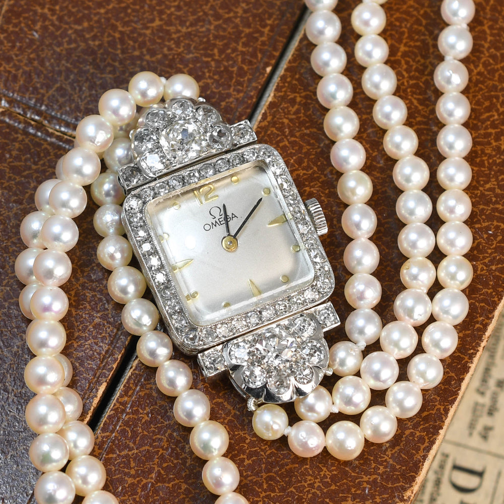 Art Deco Pearl & Diamond Dress Watch by Omega