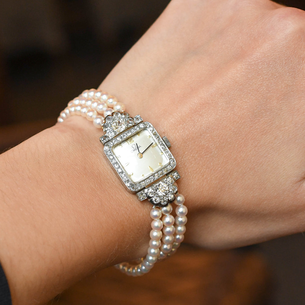Art Deco Pearl & Diamond Dress Watch by Omega