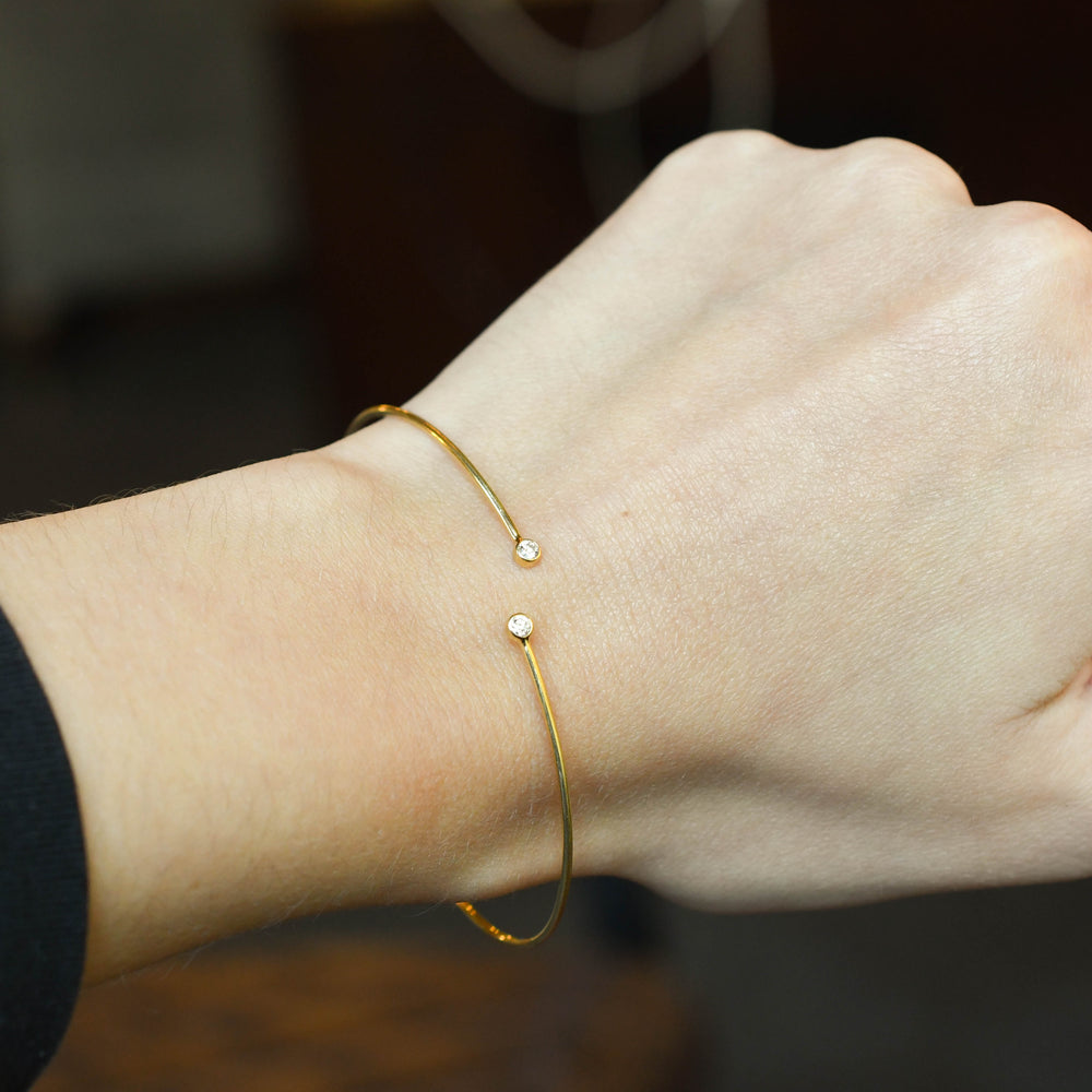 Tiffany & Co 18k Gold Diamond Torque Bangle