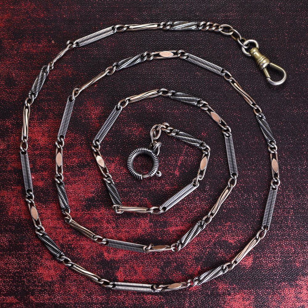 Victorian Niello Silver Chain, 26