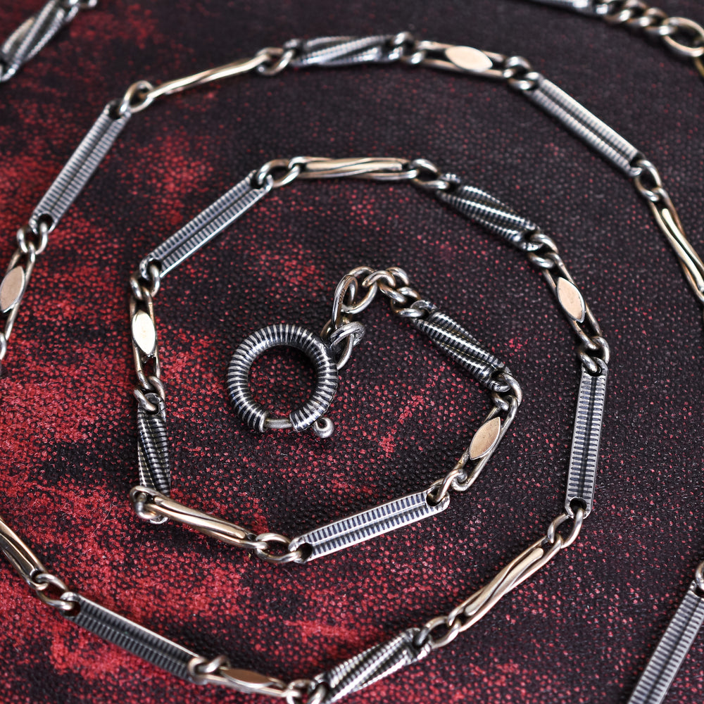 Victorian Niello Silver Chain, 26
