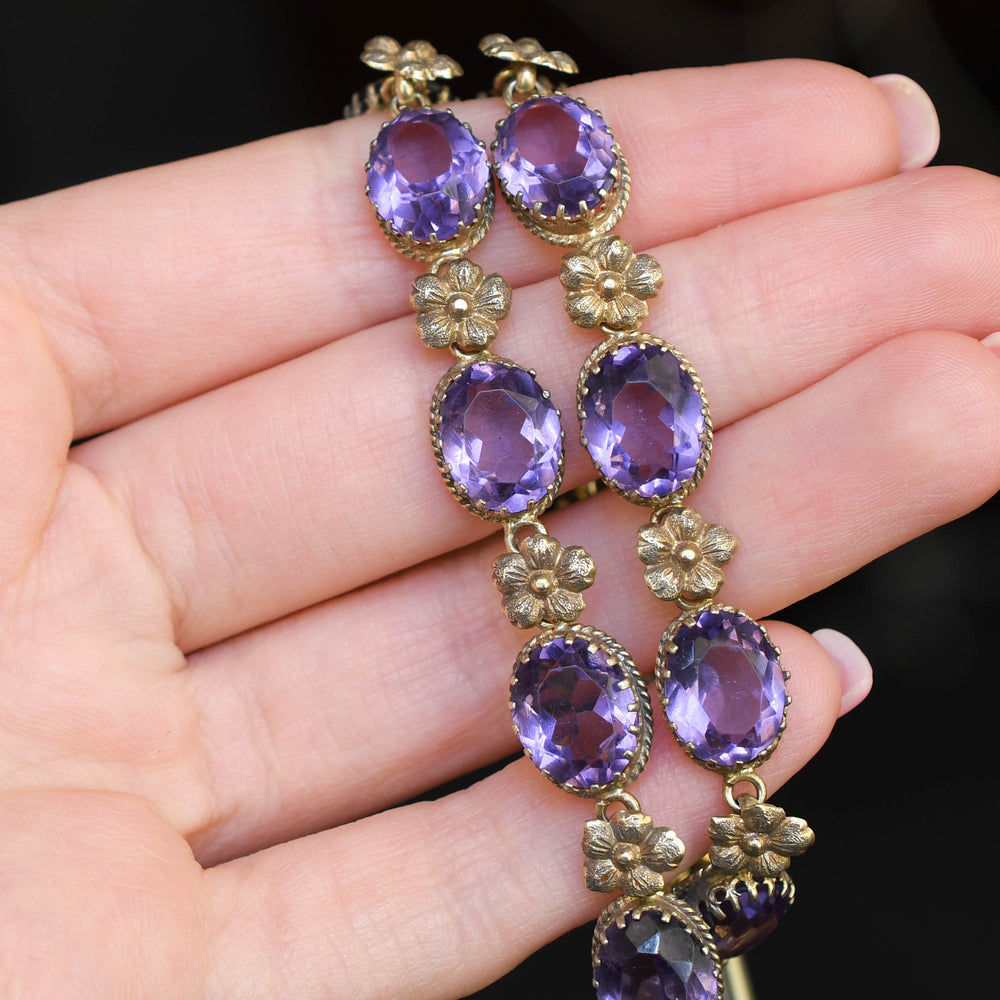 Art Nouveau Amethyst Flower Rivière Necklace