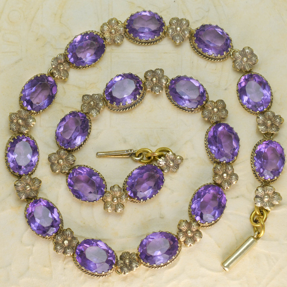 Art Nouveau Amethyst Flower Rivière Necklace