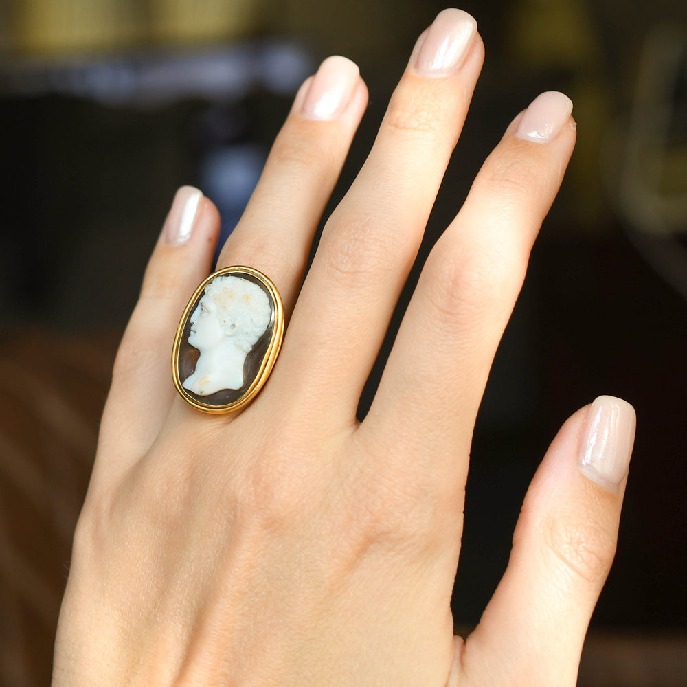 Late 18th Century Young Hercules Portrait Cameo Ring