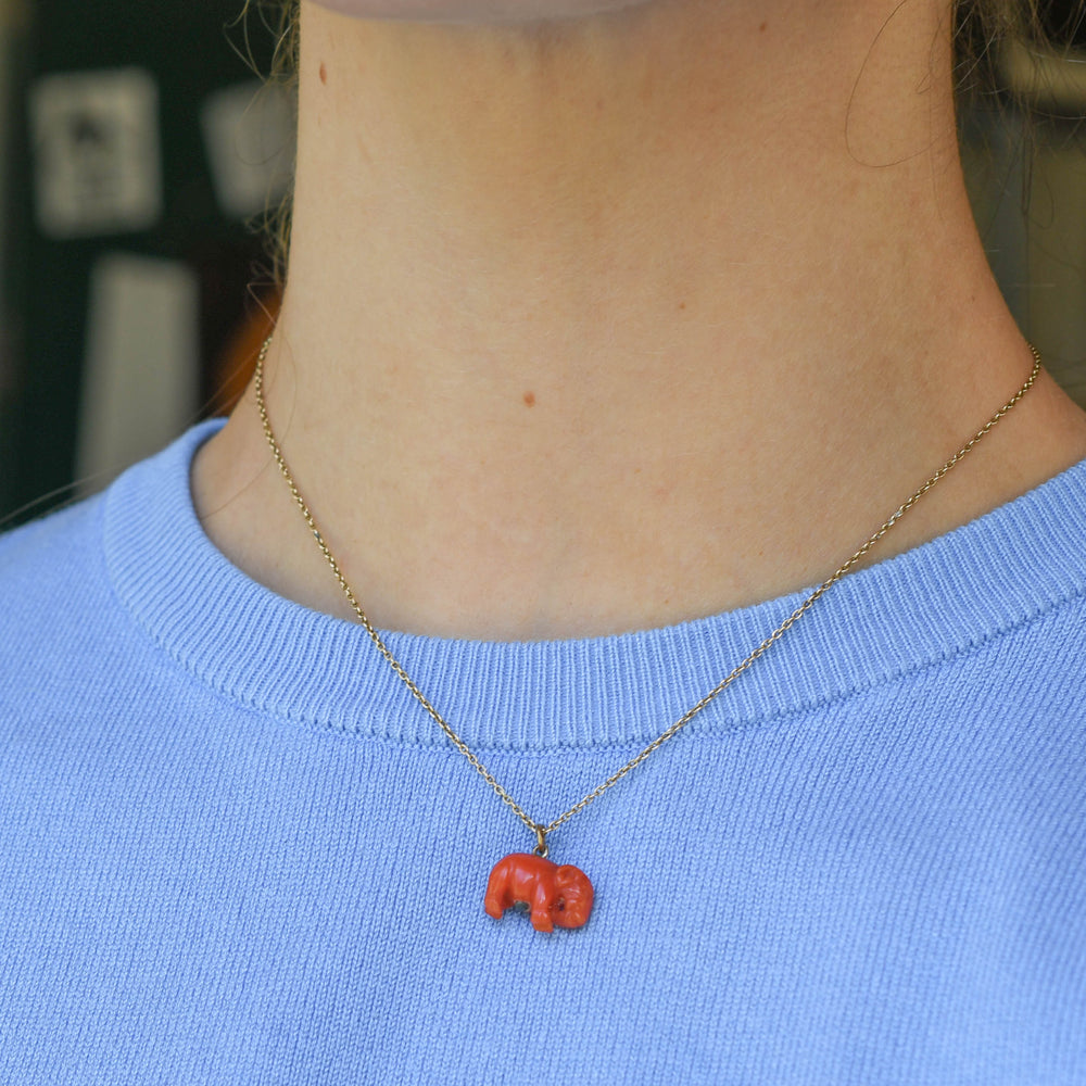 Early Victorian Coral Elephant Charm