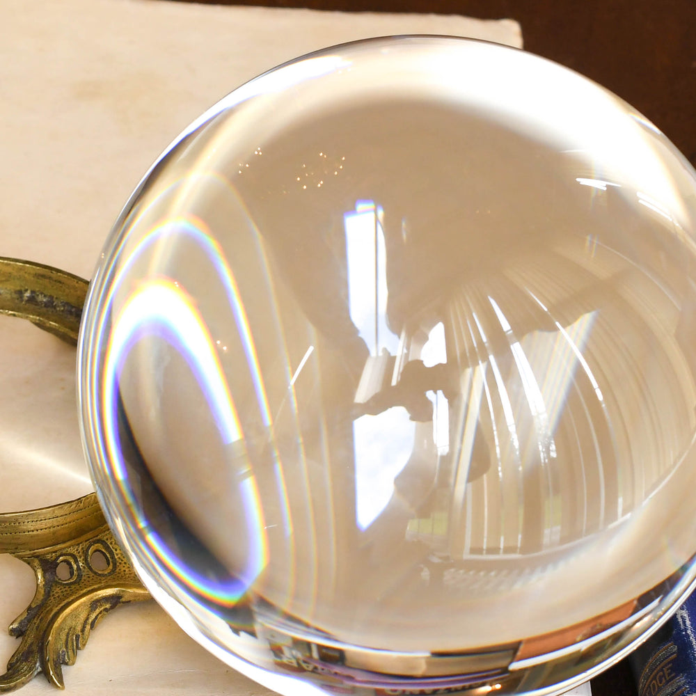 Antique Occult Large Rock Crystal Ball with Stand