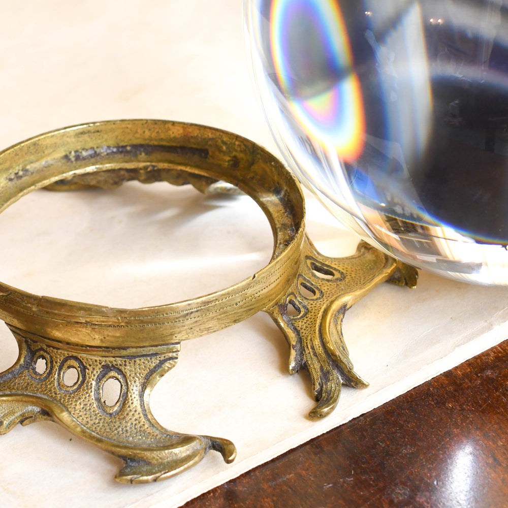 Antique Occult Large Rock Crystal Ball with Stand