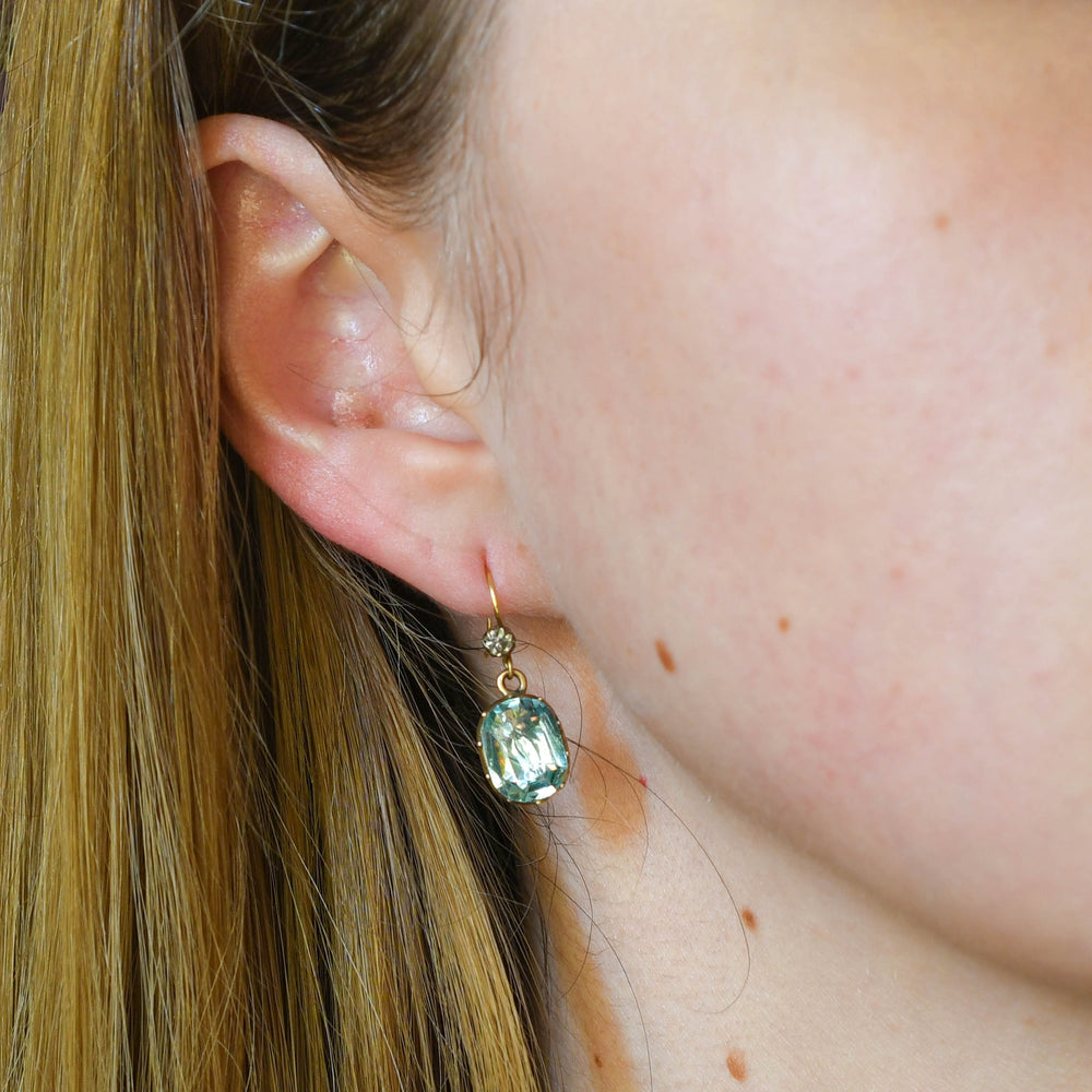 Georgian Aquamarine & Paste Earrings