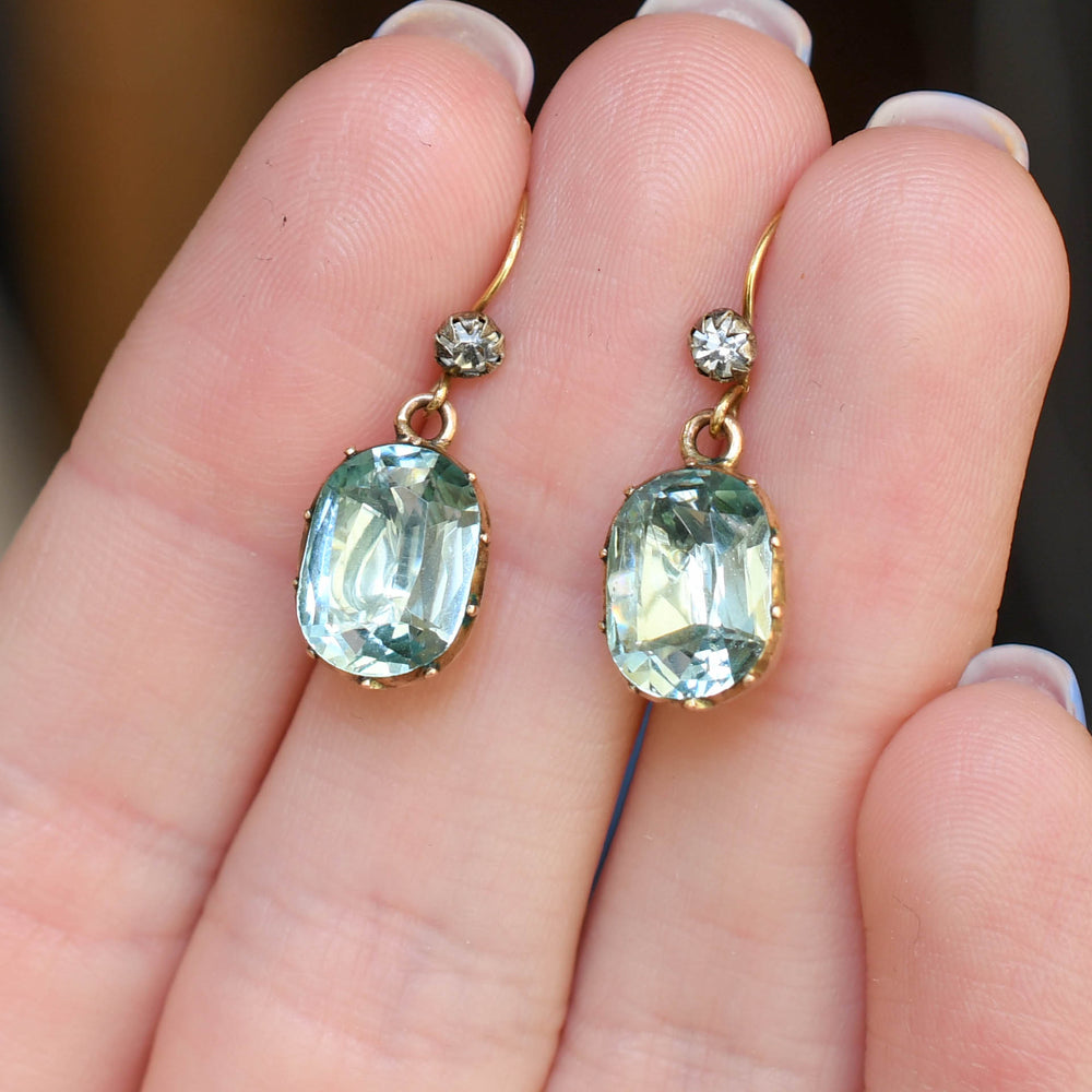 Georgian Aquamarine & Paste Earrings
