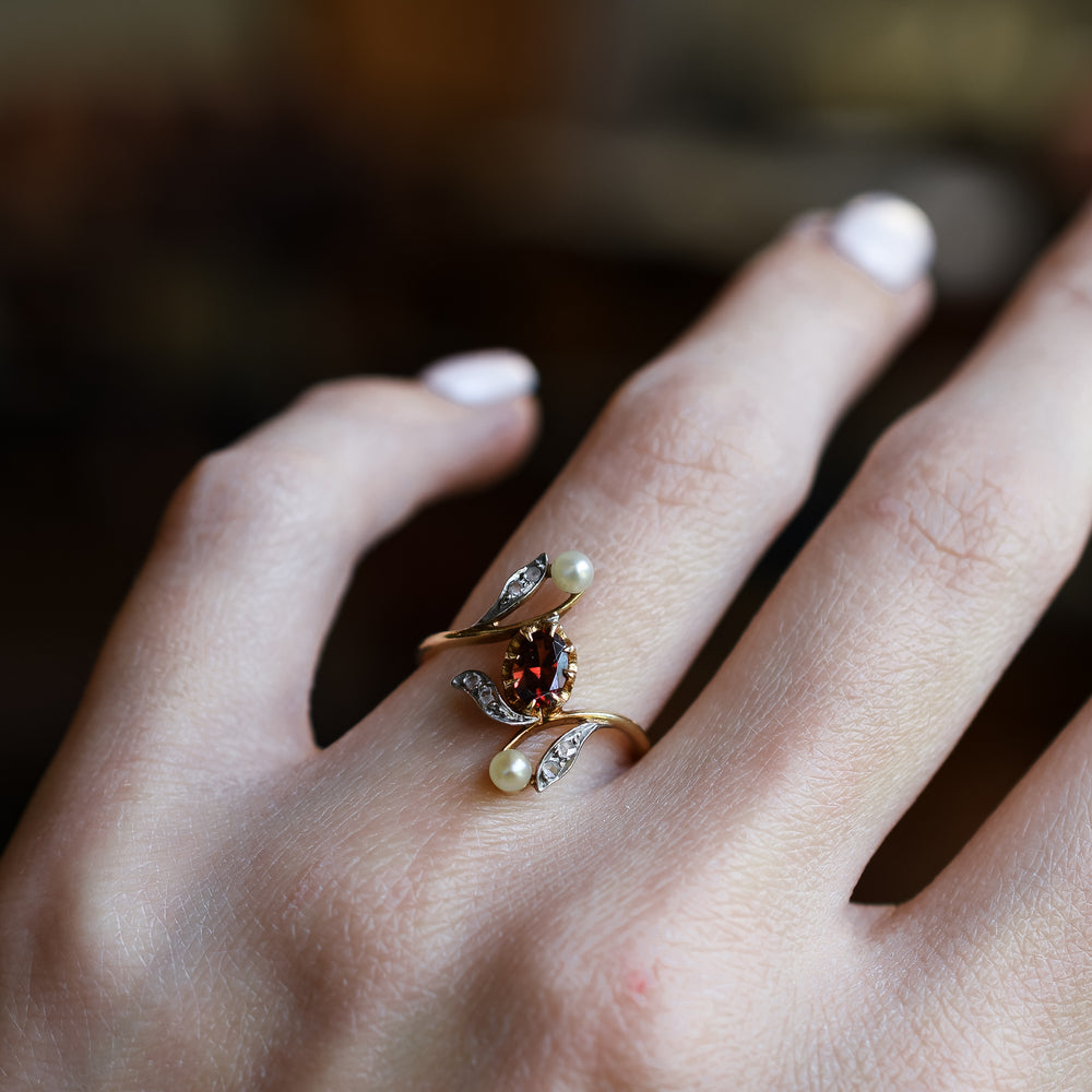 Belle Époque Pearl & Garnet Spray Ring