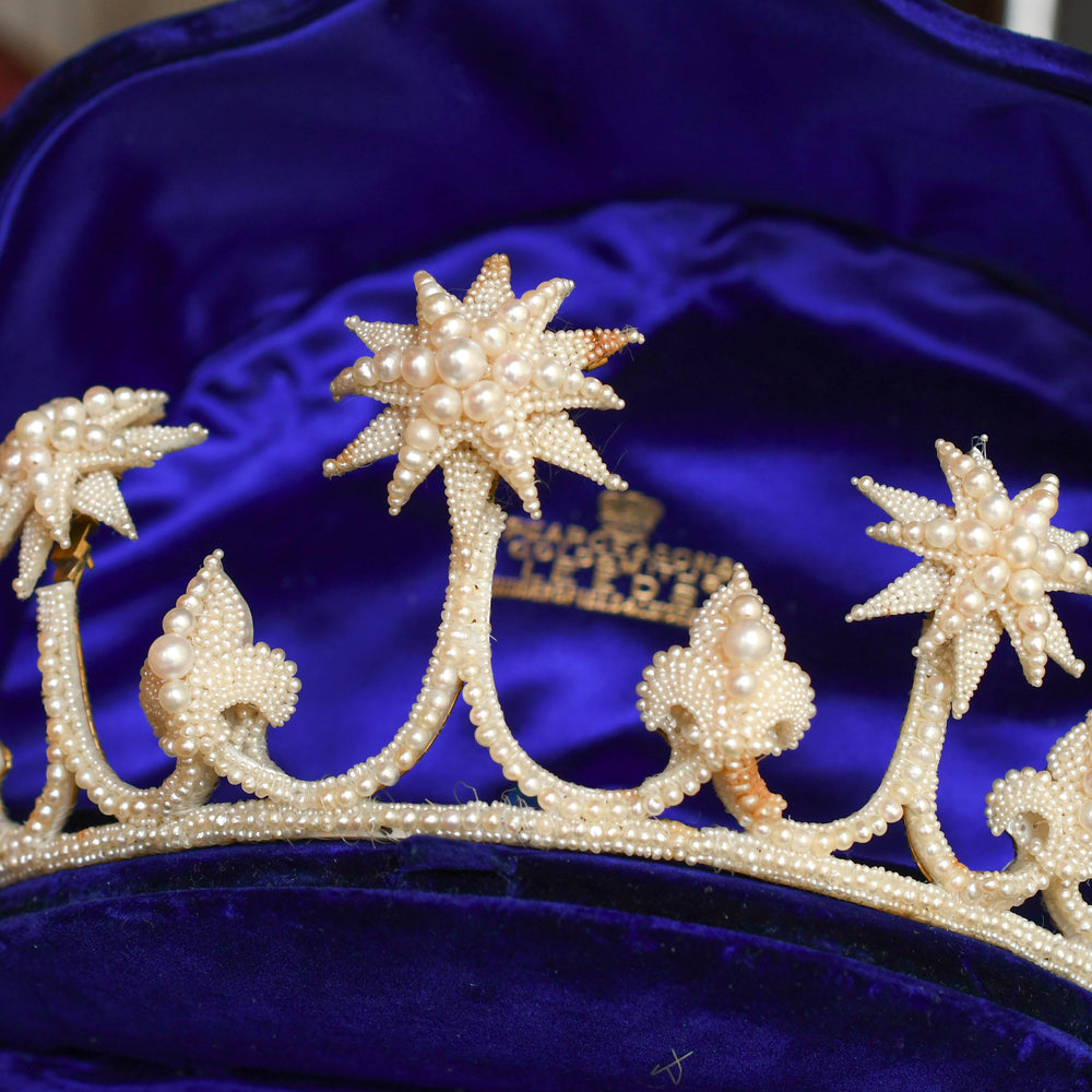 Georgian Boxed Woven Pearl Starburst Tiara