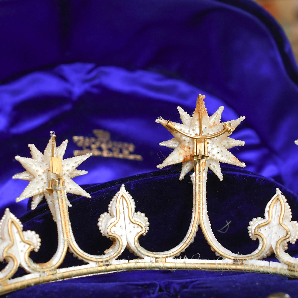 Georgian Boxed Woven Pearl Starburst Tiara