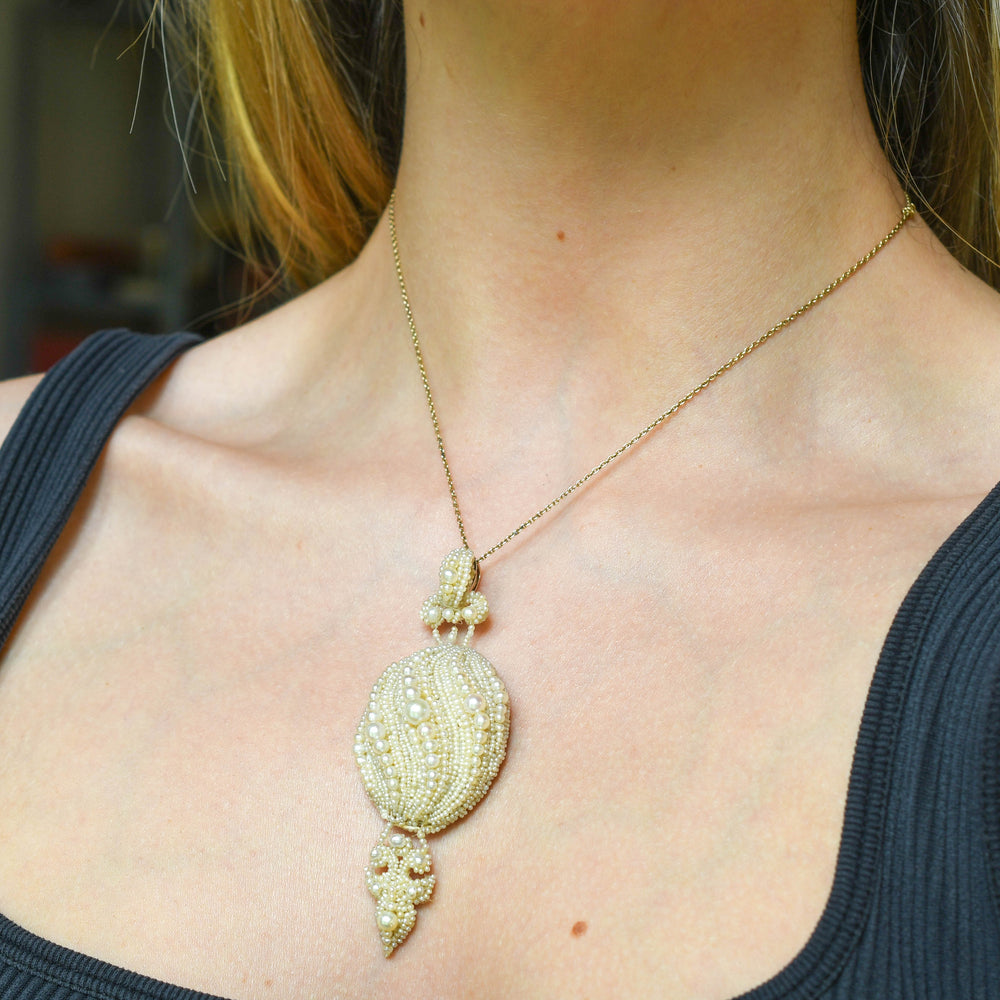 Georgian Boxed Woven Pearl Trompe L'oeil Locket