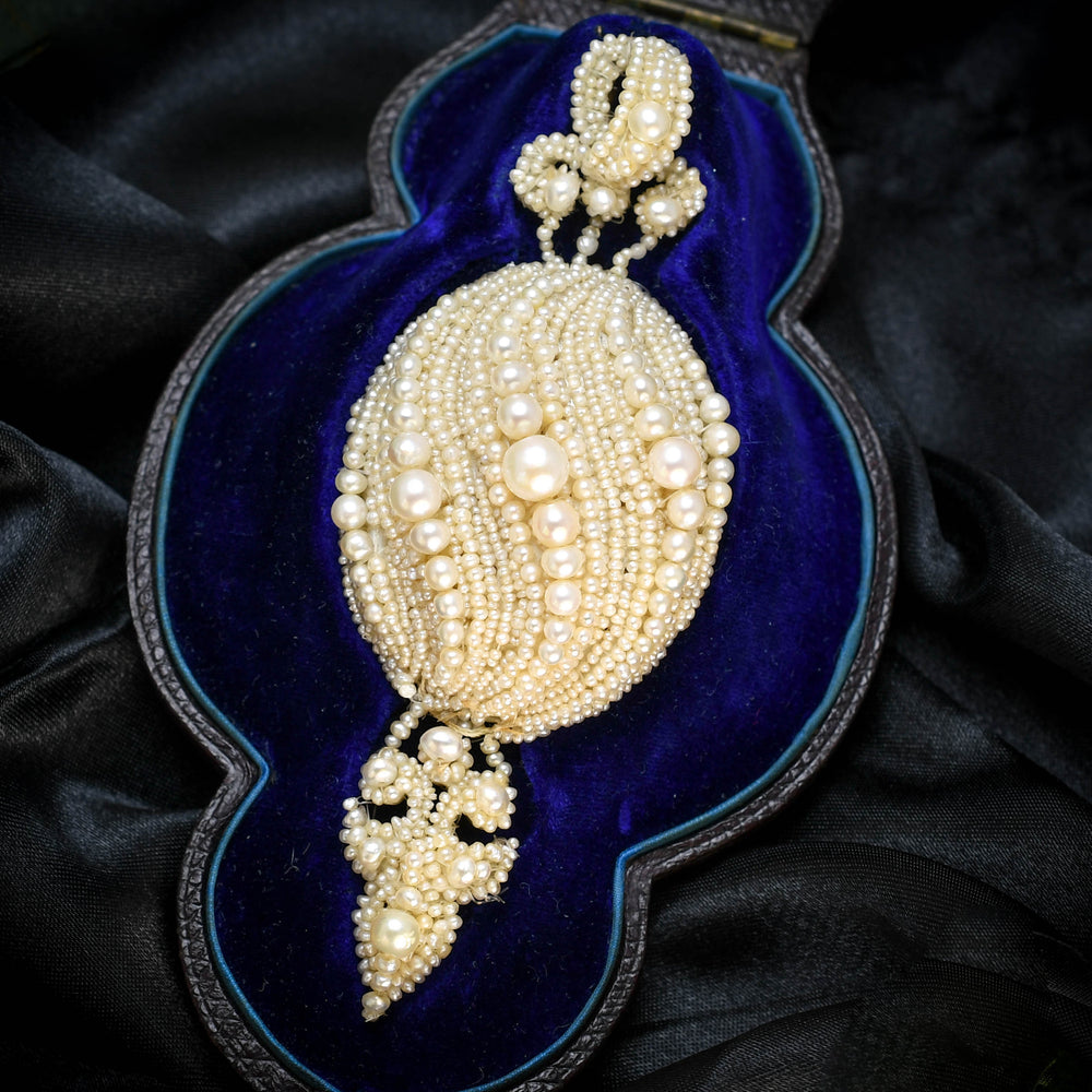 Georgian Boxed Woven Pearl Trompe L'oeil Locket