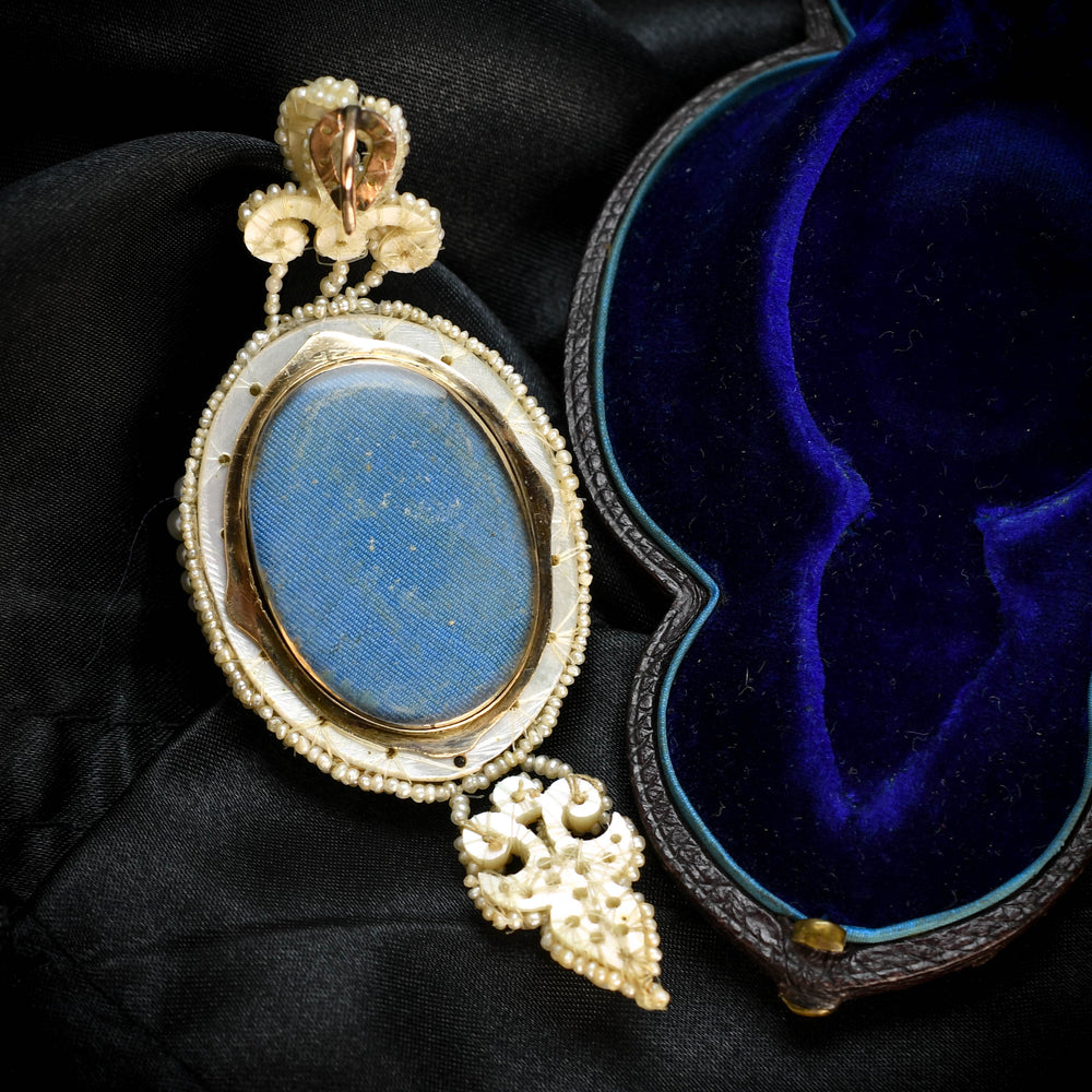 Georgian Boxed Woven Pearl Trompe L'oeil Locket