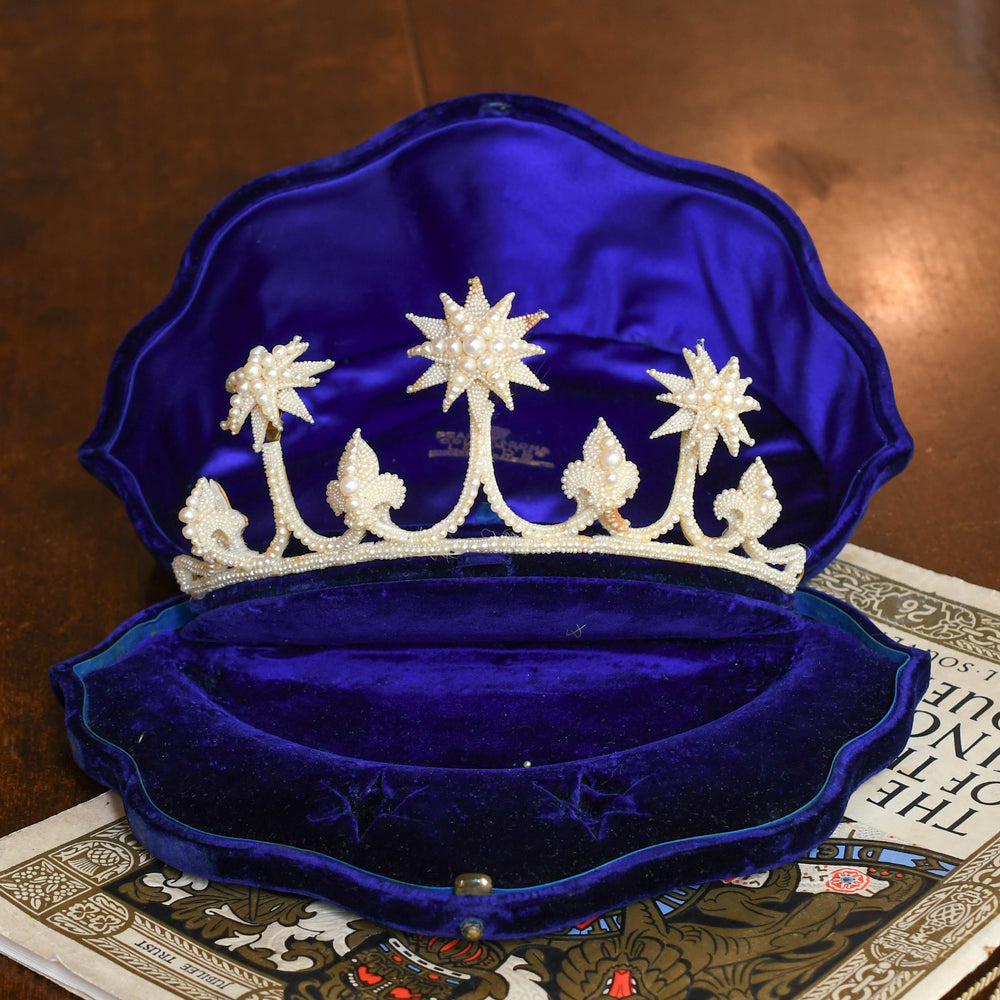 Georgian Boxed Woven Pearl Starburst Tiara