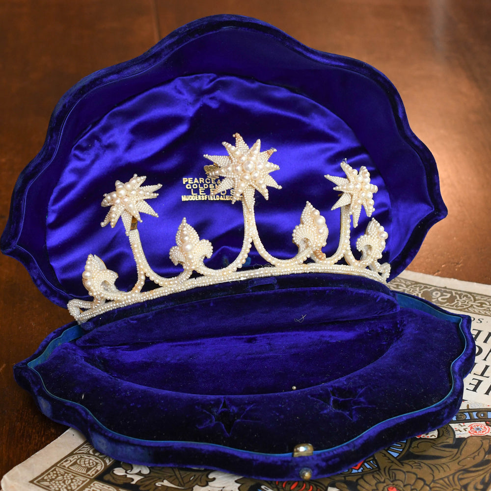 Georgian Boxed Woven Pearl Starburst Tiara