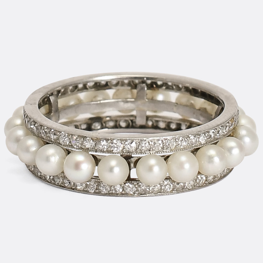 Art Deco Diamond & Pearl Eternity Ring