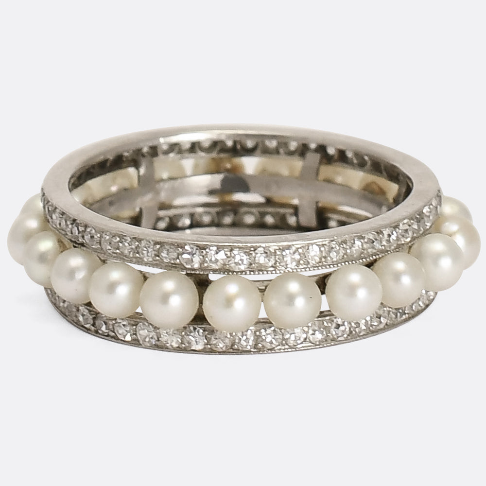 Art Deco Diamond & Pearl Eternity Ring