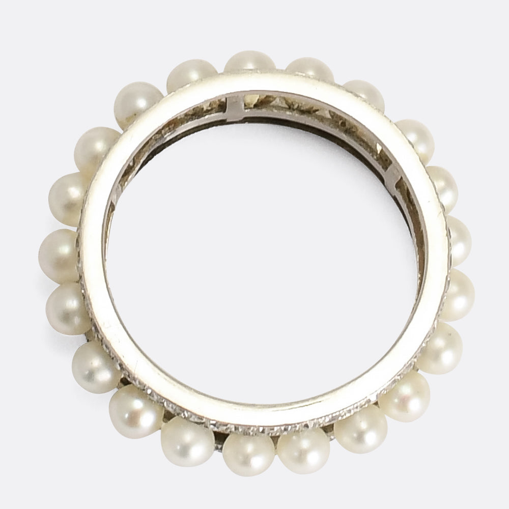 Art Deco Diamond & Pearl Eternity Ring