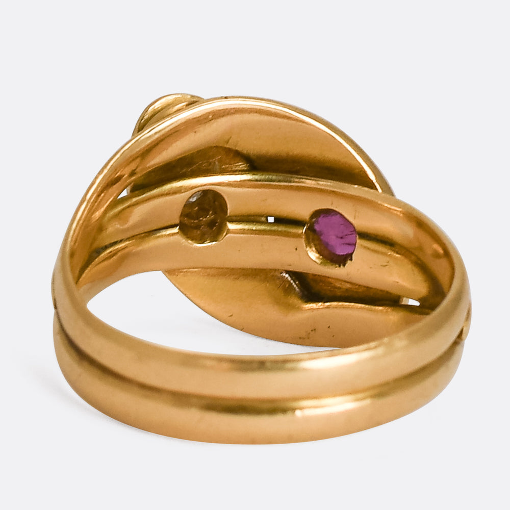 Victorian Diamond & Ruby Double Snake Ring