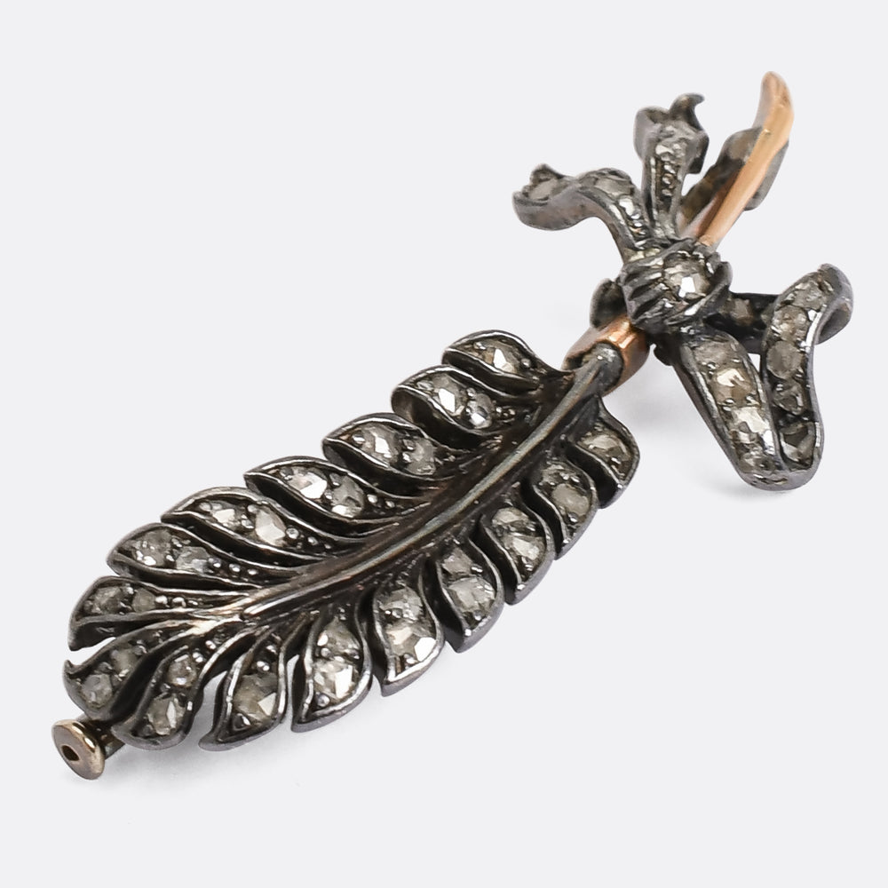 Victorian Diamond Feather Brooch