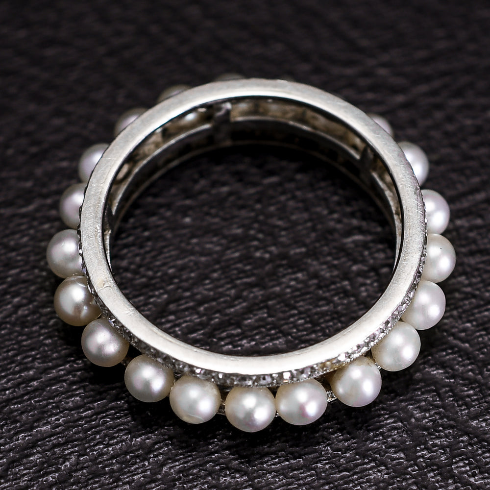 Art Deco Diamond & Pearl Eternity Ring