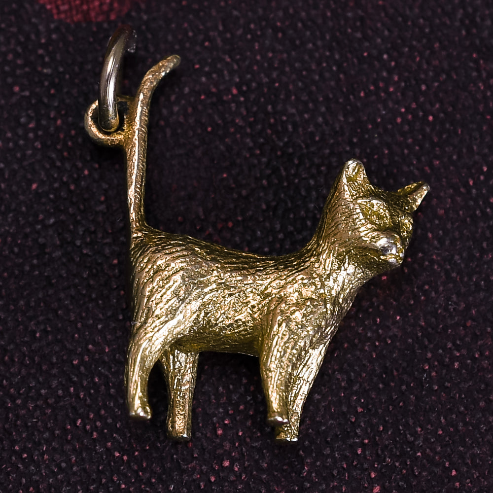 Vintage Gold Cat Charm