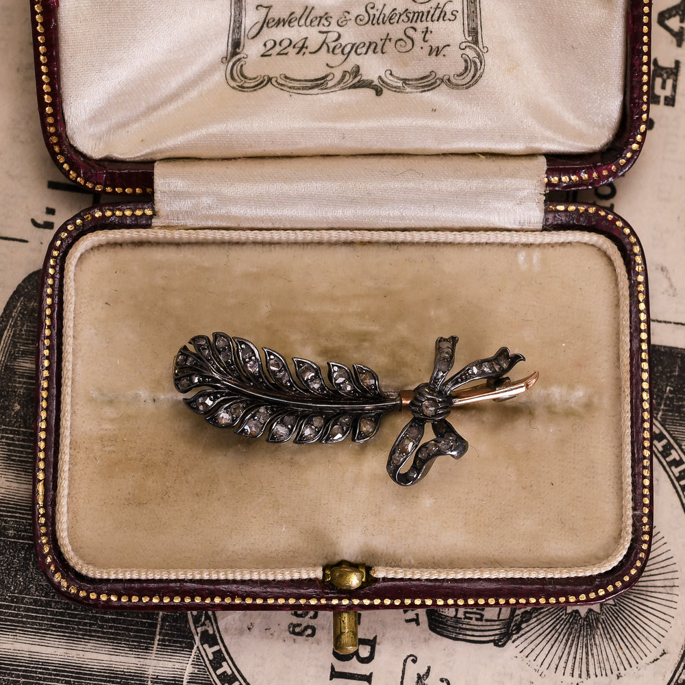 Victorian Diamond Feather Brooch