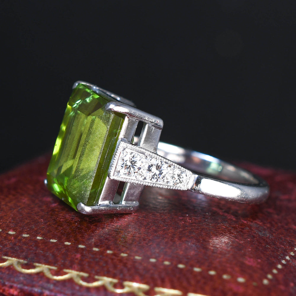 Art Deco 10.29ct Peridot & Diamond Statement Ring